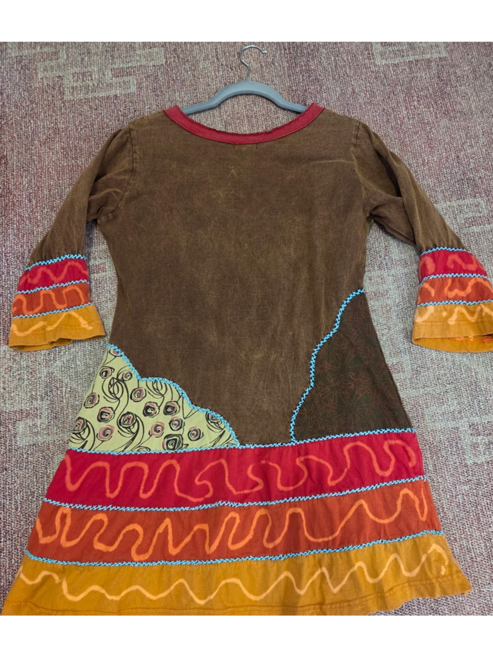 Vintage batik patchwork Rising international hippie core festival dress Nepal sm - Picture 8 of 8